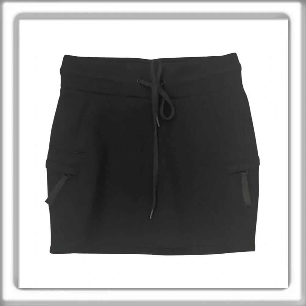 Helmut Lang Modal Black Mini Skirt Drawstring Waist Cargo Pockets Size XS